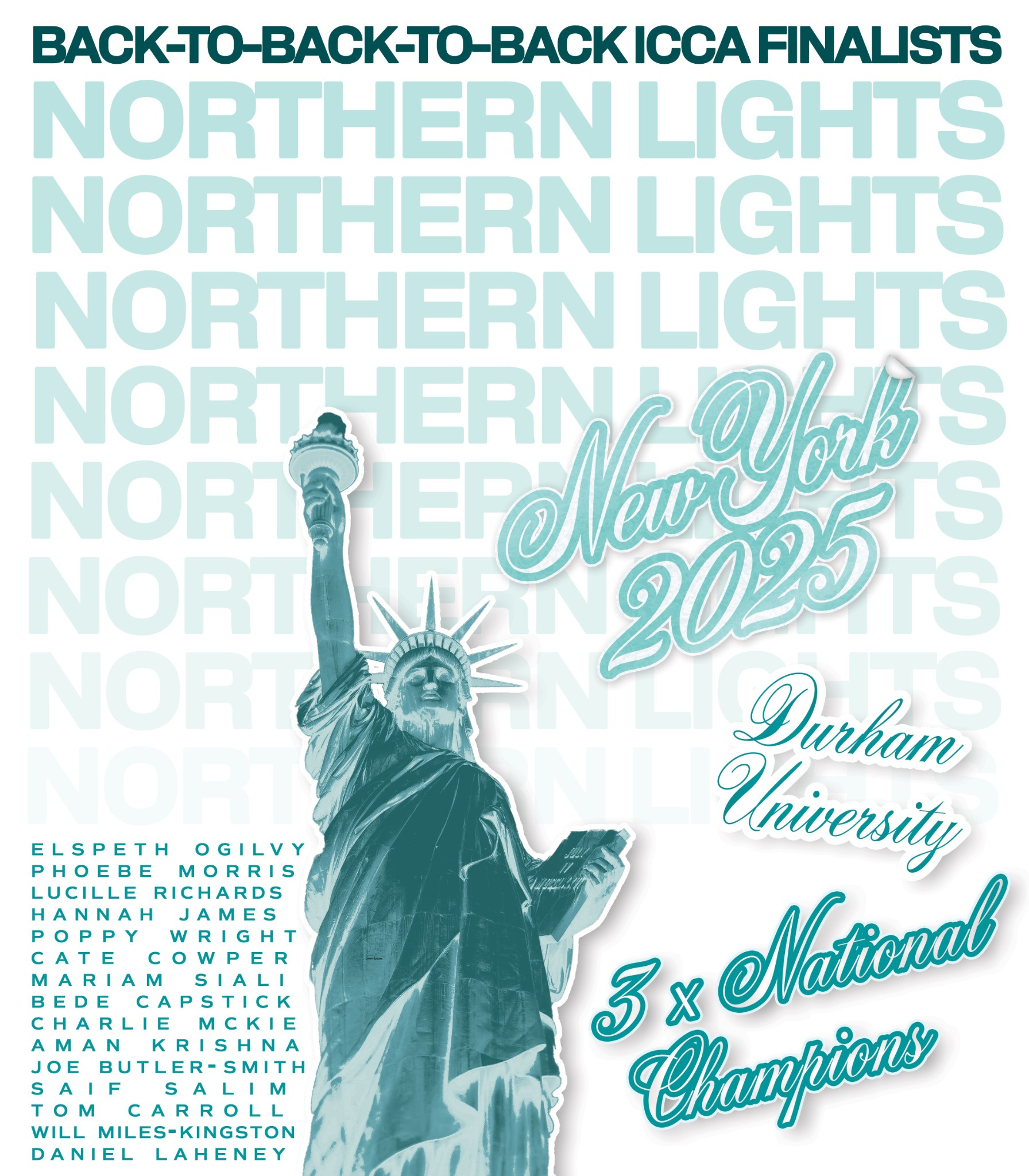 Northern Lights New York 2025 T-shirt artwork on a white background